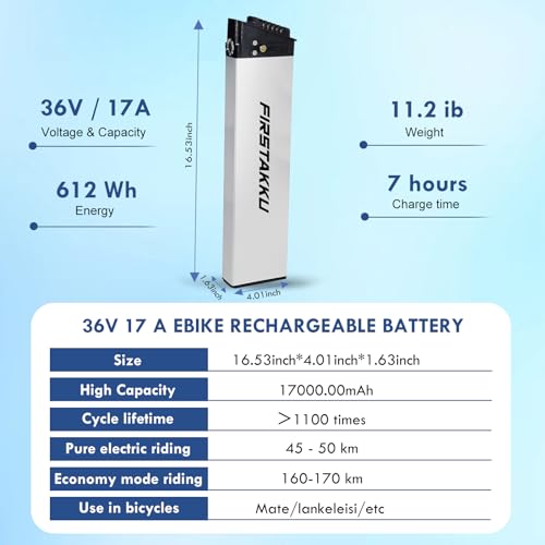 36V 48V 10A 13A 17A Ebike Battery with Safe Lock and 3A Charger W3629