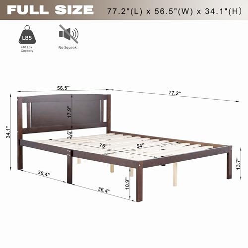 Grey Twin Solid Pine Wood Platform Bed Frame with Headboard W578985