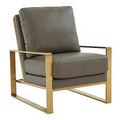 White Leather Accent Armchair with Gold Frame K319