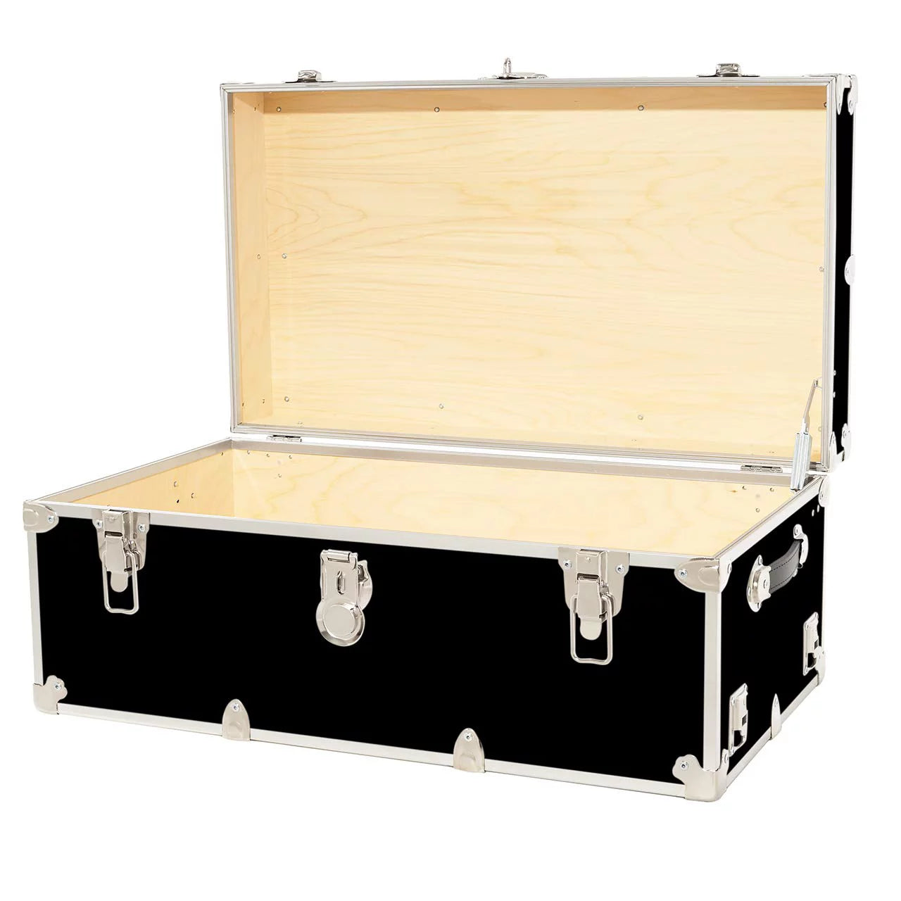 Large Leather Embossed Vinyl Trunk with Removable Wheels 32"x18"x14" (Black) P345