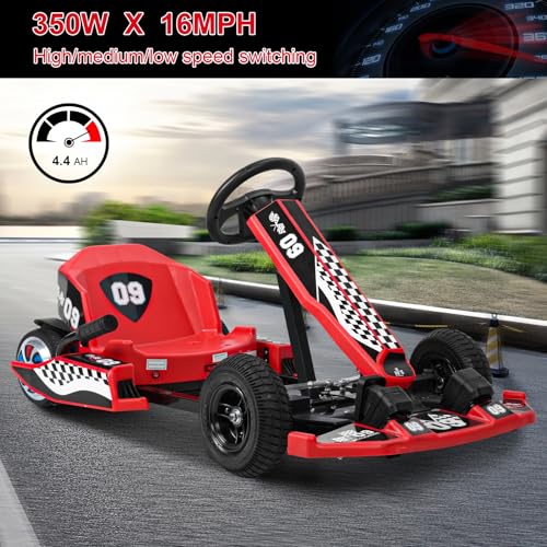 36V Electric Go Kart with 350W Motor, 16 MPH, Red I455