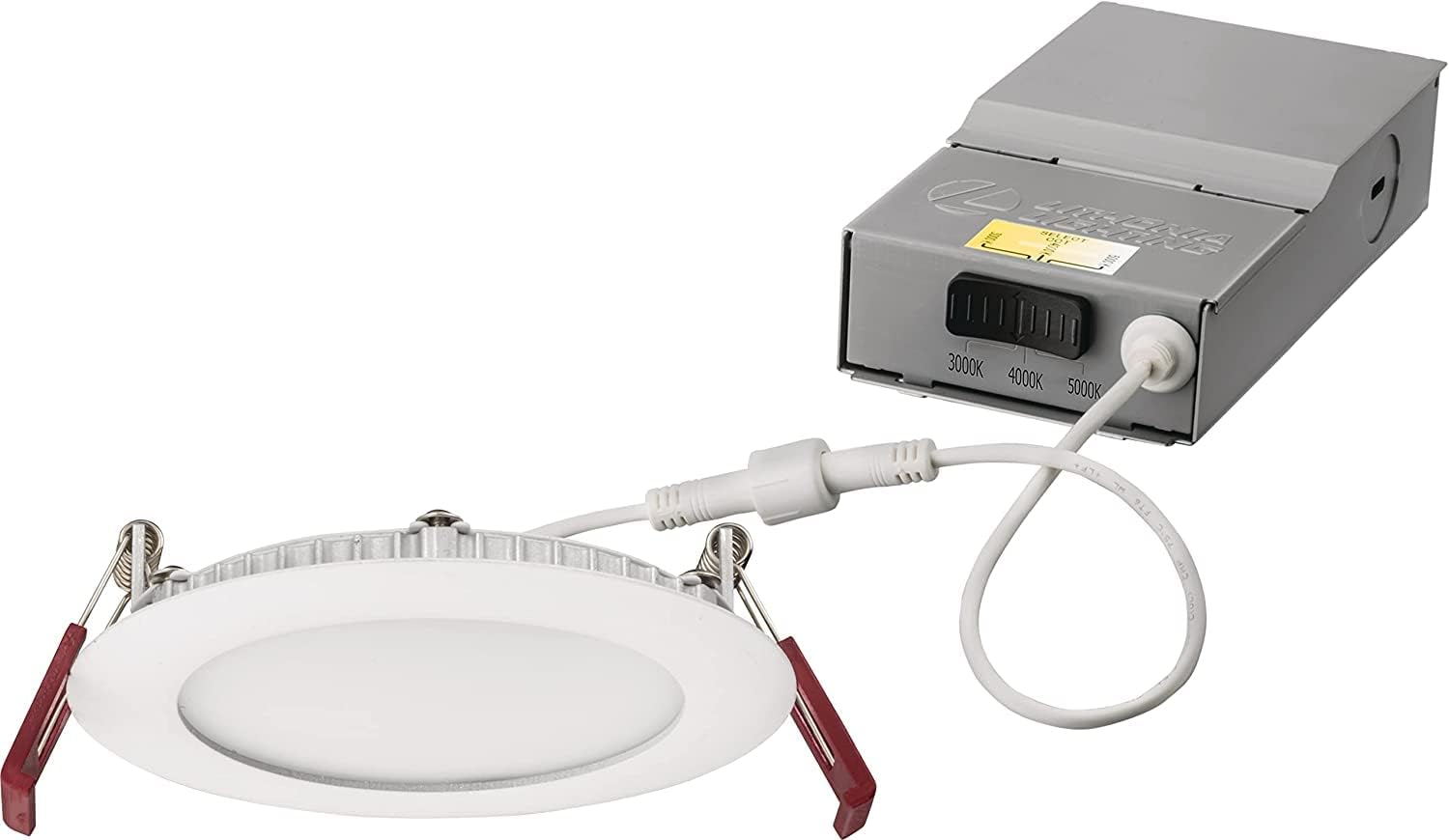 Round Baffle LED Downlight, 6-Inch, Matte White & Ultra Thin Recessed Downlight, White A952