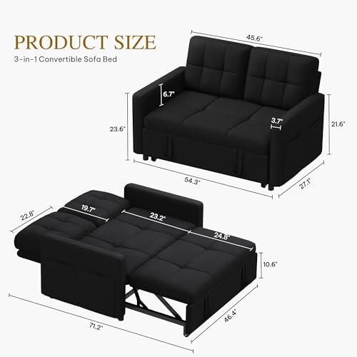 Grey 3-in-1 Convertible Sofa Bed with Pull-Out Bed T49148