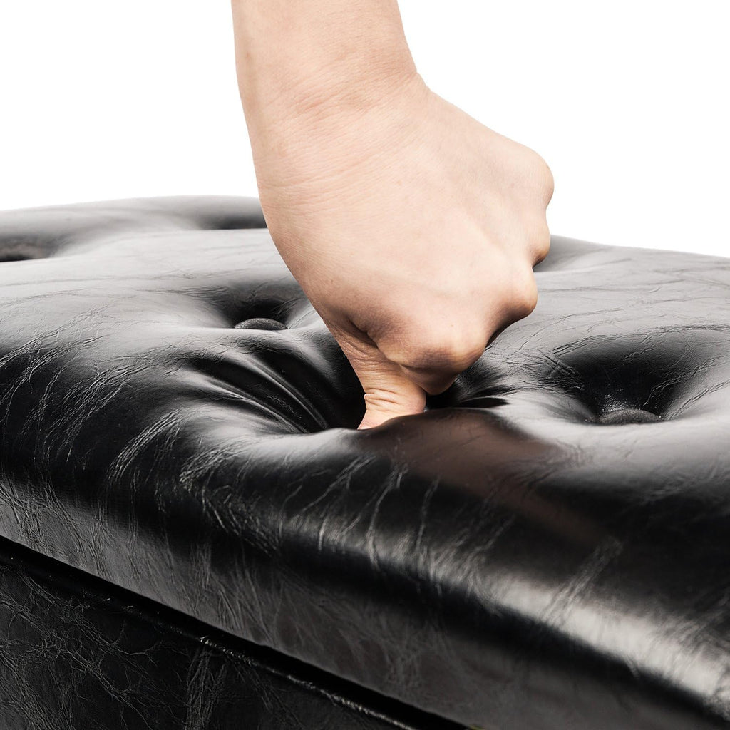 Black Faux Leather Adjustable Piano Bench with Storage C541