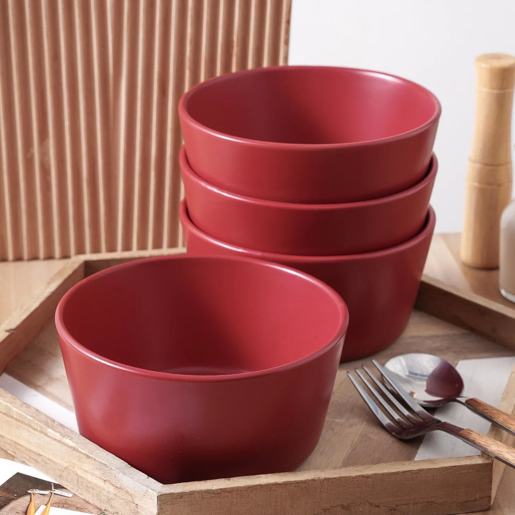32-Piece Stoneware Dinnerware Set Red F425243