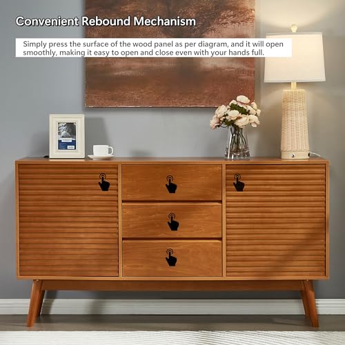 Wooden TV Stand Storage Buffet Cabinet with Adjustable Shelves N906095