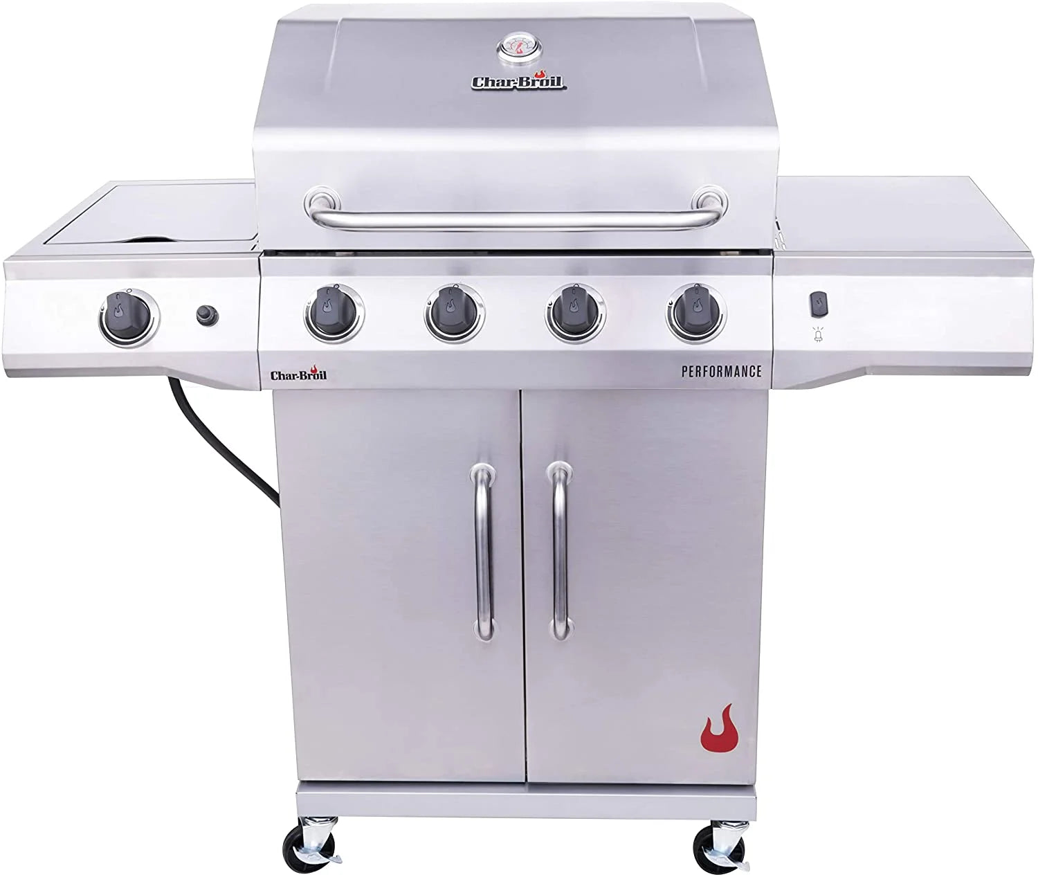 Stainless Steel Propane Gas 4-Burner Grill with Side Burner Cabinet G24781