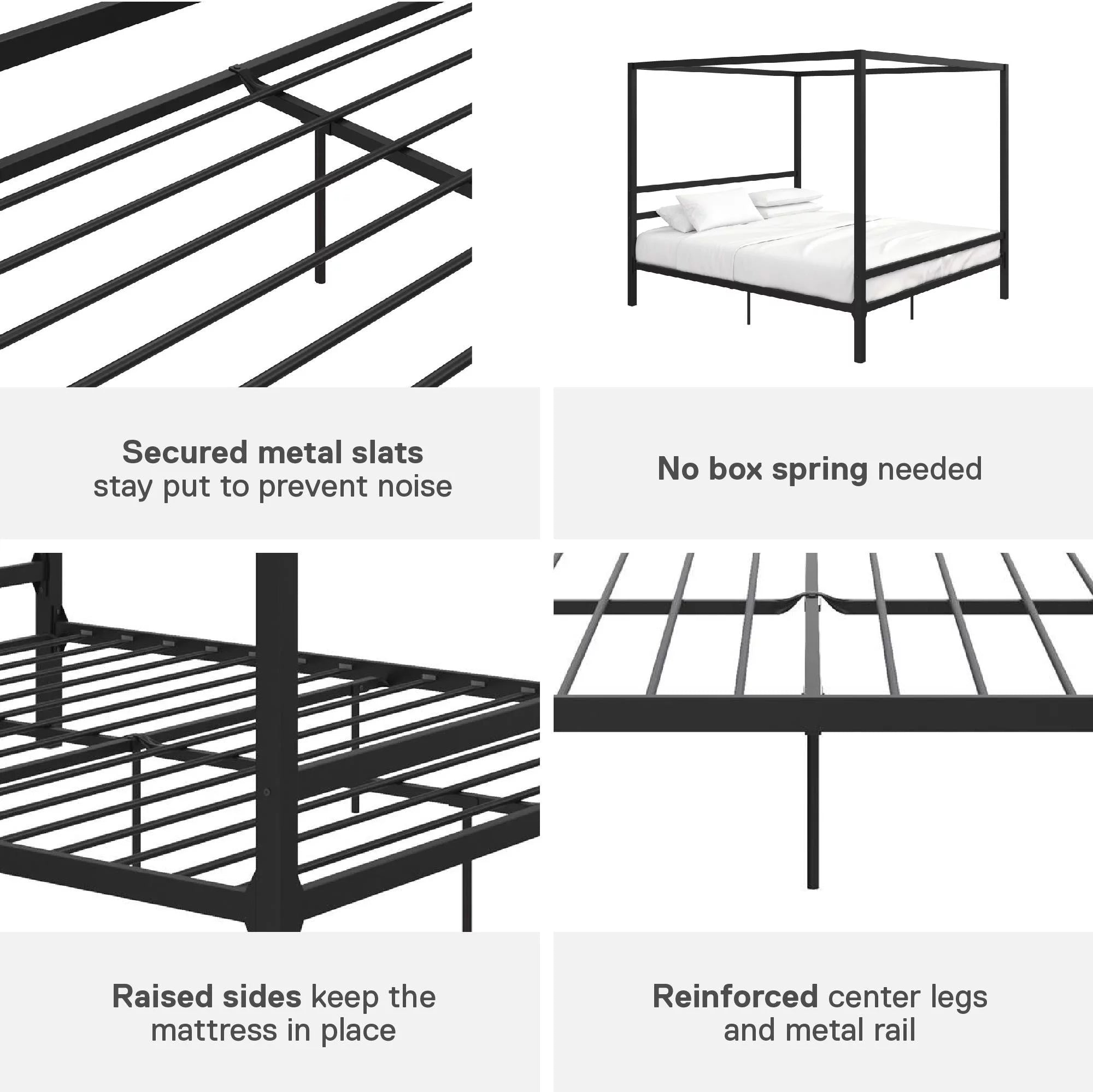 Black King Metal Platform Bed Frame J712770