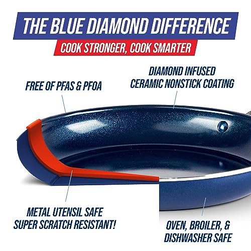 Blue Diamond 9.5" and 11" Nonstick Ceramic Frying Pan Skillet Set P916
