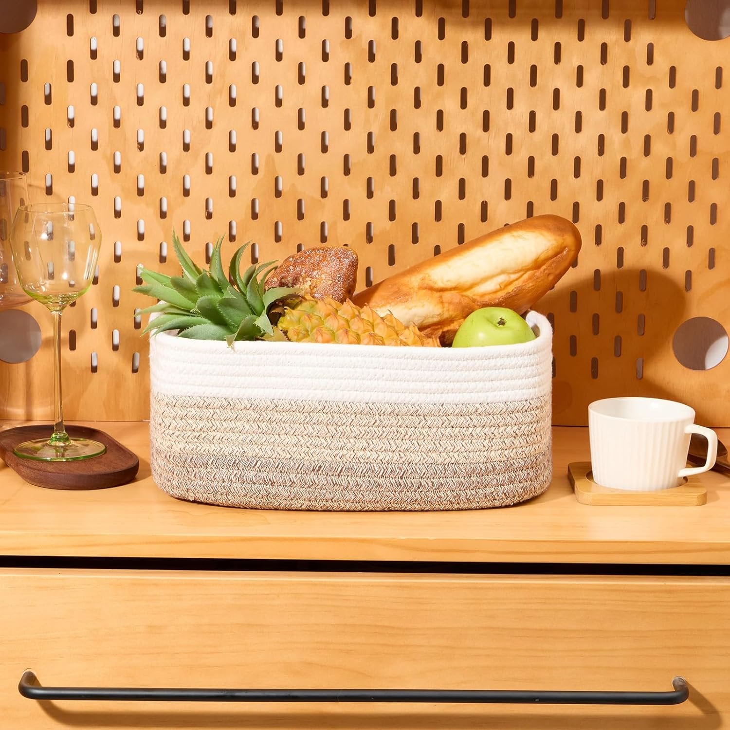 Small Storage Baskets, 3 Packs, 13x8.5x5.1”, Woven Rope R758