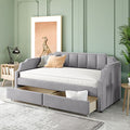 Gray Velvet Twin Daybed with 2 Drawers C399