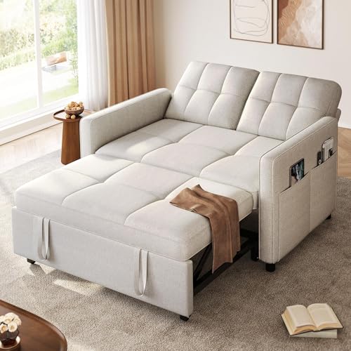 Grey 3-in-1 Convertible Sofa Bed with Pull-Out Bed T49148