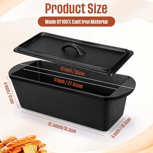 Cast Iron Bread Loaf Pan with Lid 13 x 5 x 4 Inches X3642