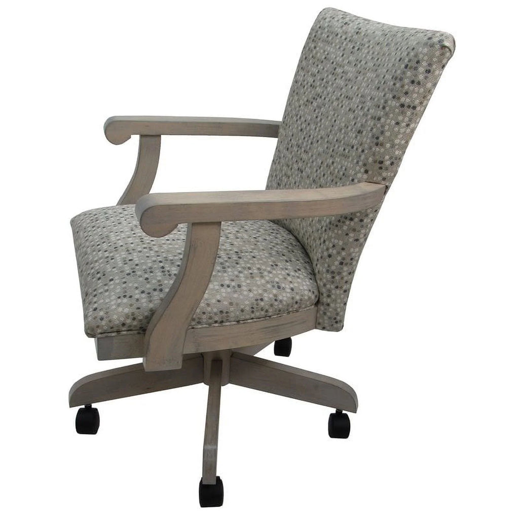 Swivel Wood Dining Chair with Wheels in Gray Q326