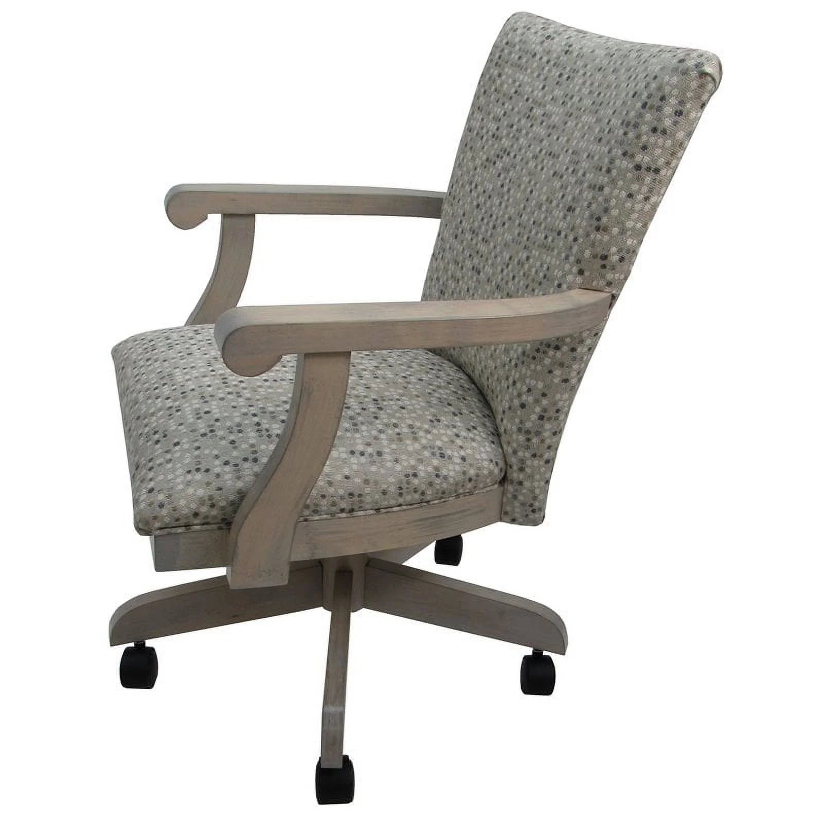 Swivel Wood Dining Chair with Wheels in Gray Q326