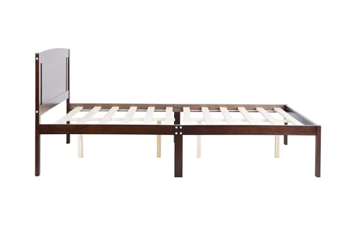 Grey Twin Solid Pine Wood Platform Bed Frame with Headboard W578985