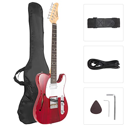 Transparent Wine Red Semi-Hollow Electric Guitar with Rosewood Fingerboard S114