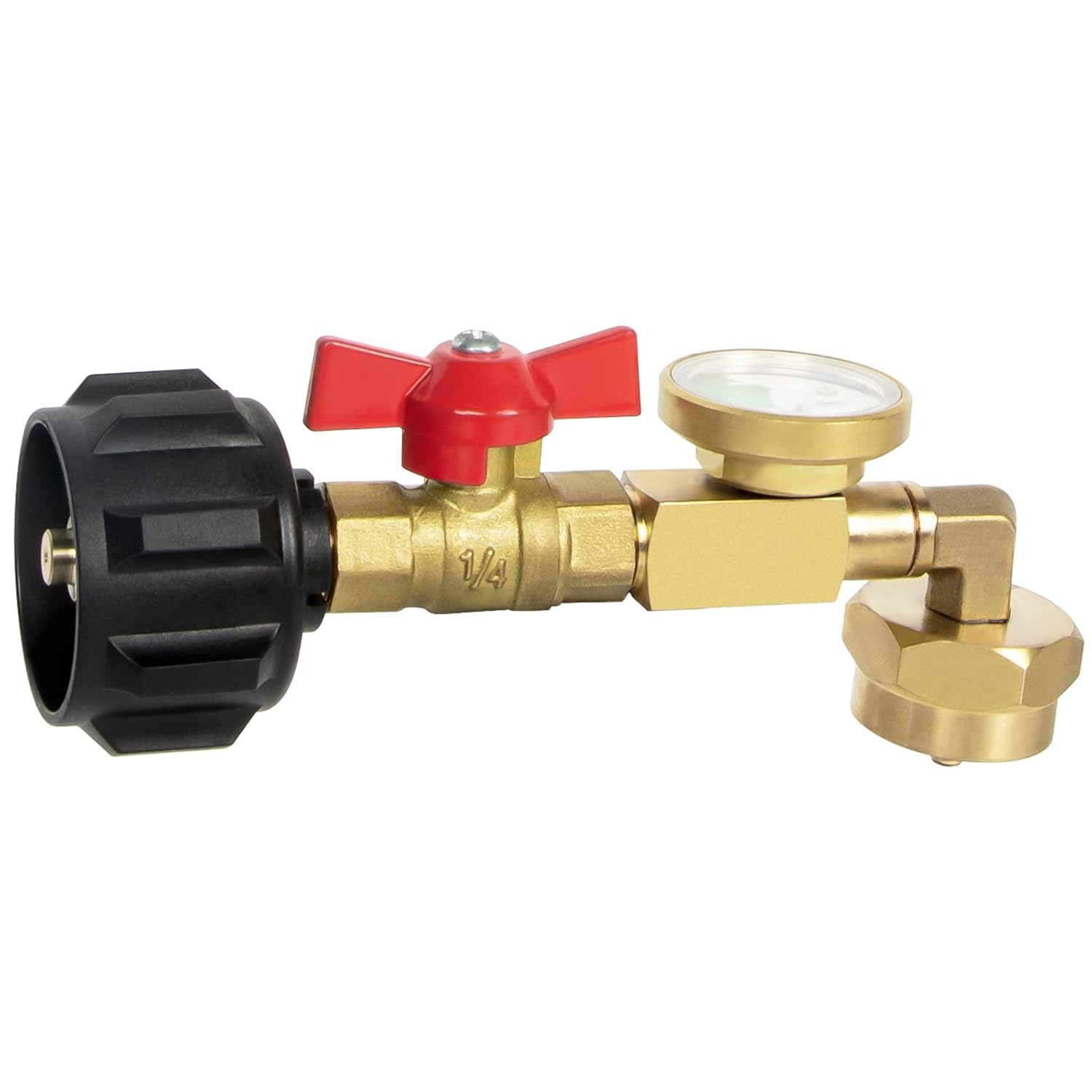 Propane Refill Adapter with Valve and Gauge, Brass L79787