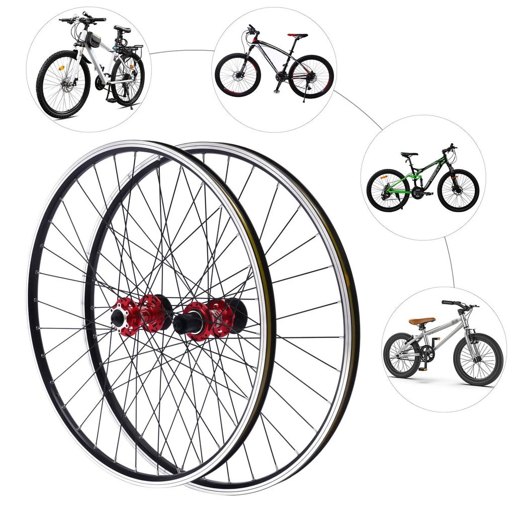 Red Hub 27.5" Aluminum Alloy Mountain Bike Wheelset F510145