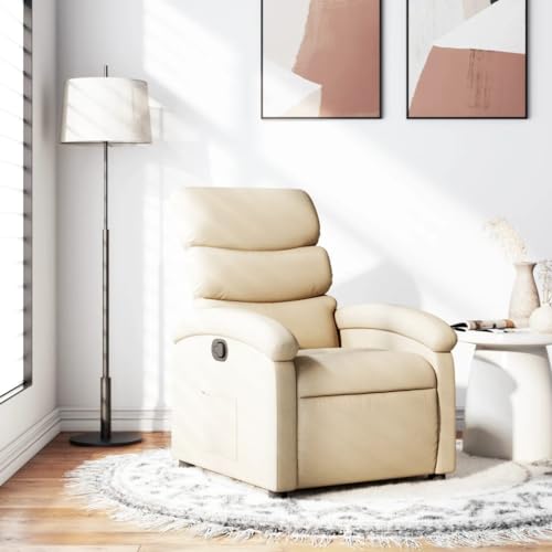 Cream Fabric Recliner Chair with Manual Adjustment Z6912
