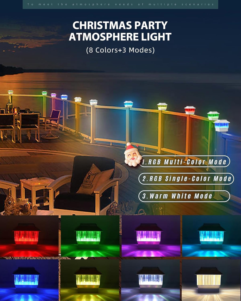 50 Lumen 3 Modes Solar Post Lights (1 Pack) and RGB & Warm Solar Post Cap Lights (1 Pack) D663