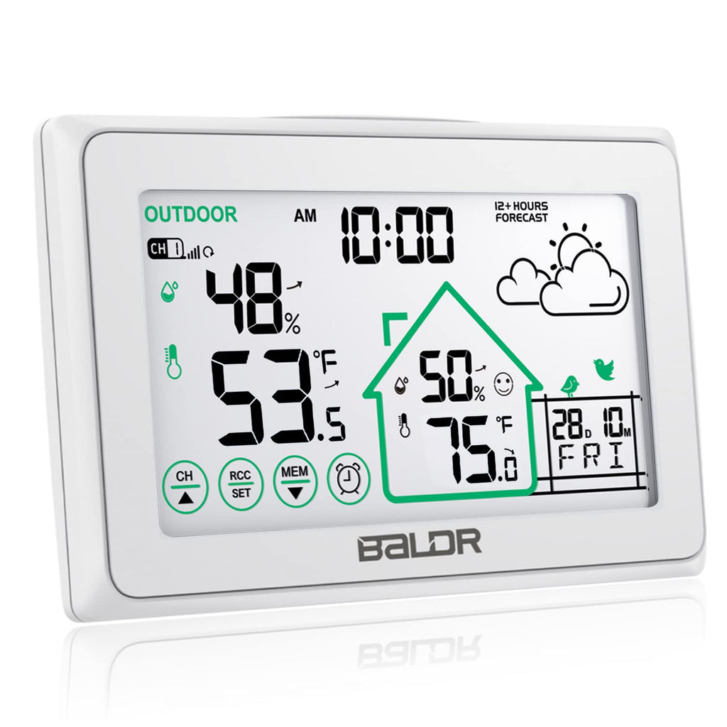 White Atomic Clock Digital Weather Station F23574