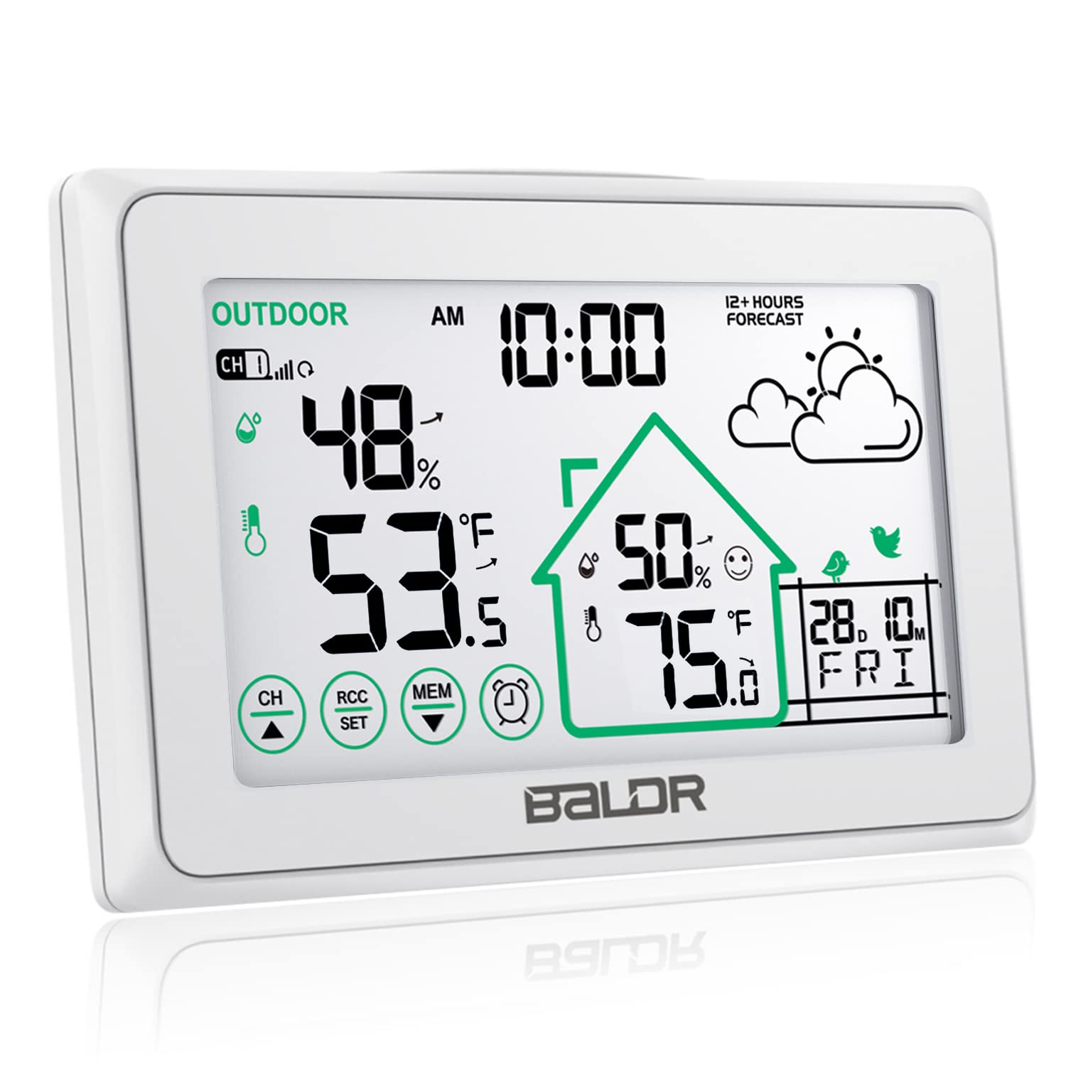 White Atomic Clock Digital Weather Station F23574