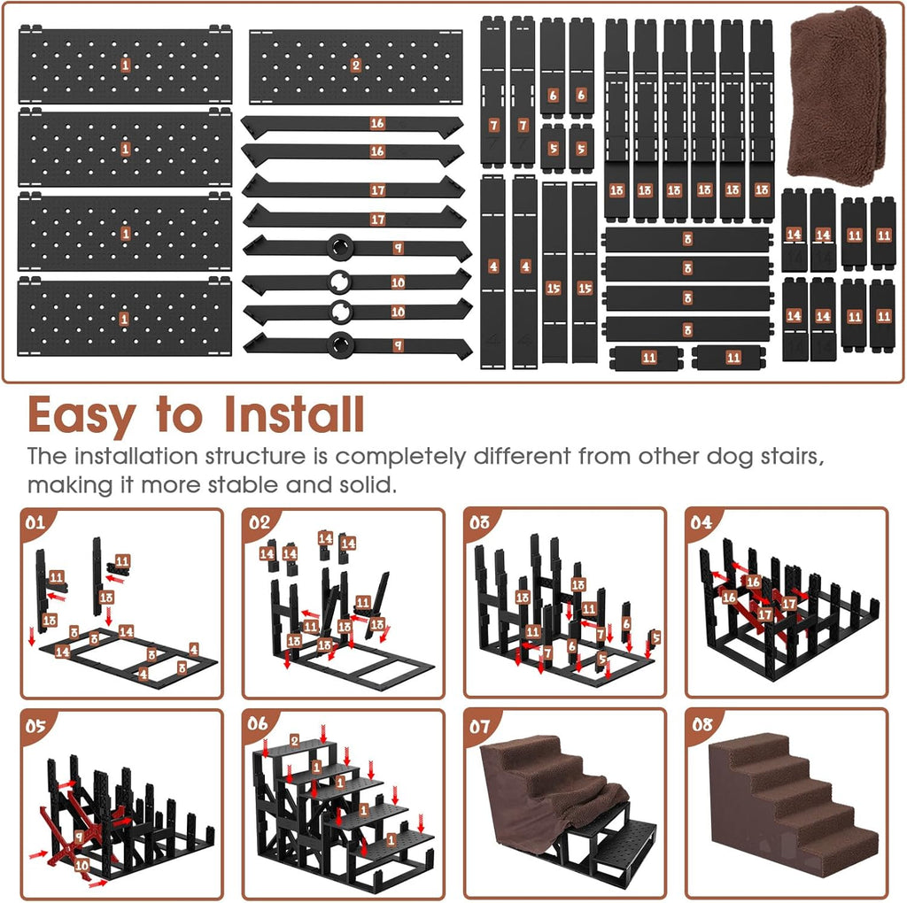 5 Tiers Thickened Widened Pet Steps with Washable Cover Z5399