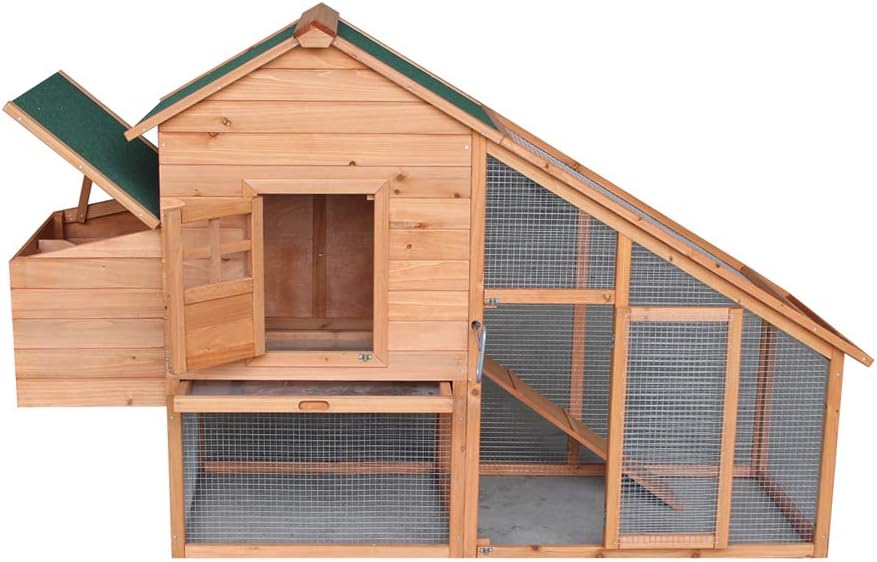 Waterproof Multi-Level Chicken Coop with Ramps, Nesting Box, Wire Fence (75‘’) G152