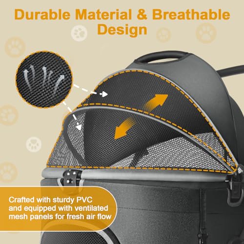 Black 3 in 1 Pet Stroller with Removable Carrier L264