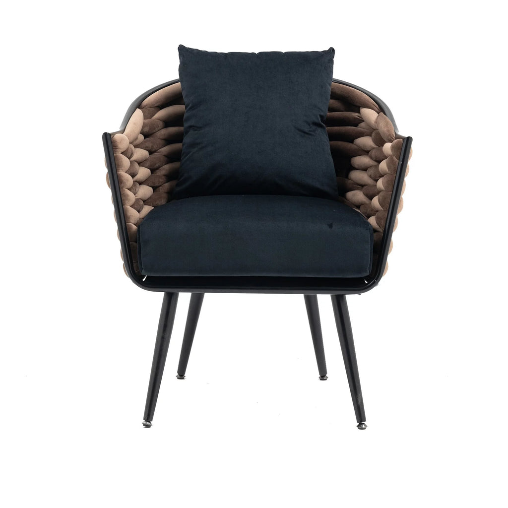 Black Velvet Barrel Chair S15153