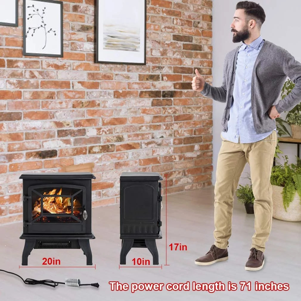 Black Electric Fireplace Heater Stove 1500W W656