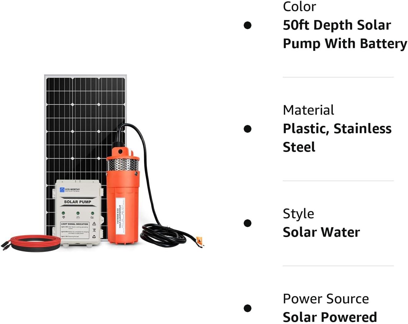 12V Solar Well Pump Kit with 120W Solar Panel and 10Ah Battery P6951