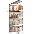 50QT Foldable Stackable Clear Plastic Storage Bins with Lids and Wheels F6651