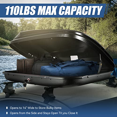 Hard Shell Roof Top Cargo Carrier, 53 x 34 x 15 Inches, 110 Pounds, 11 Cubic Feet, Glossy Black U9744