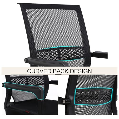 Red Mesh Guest Chair with Sled Base and Armrests A529
