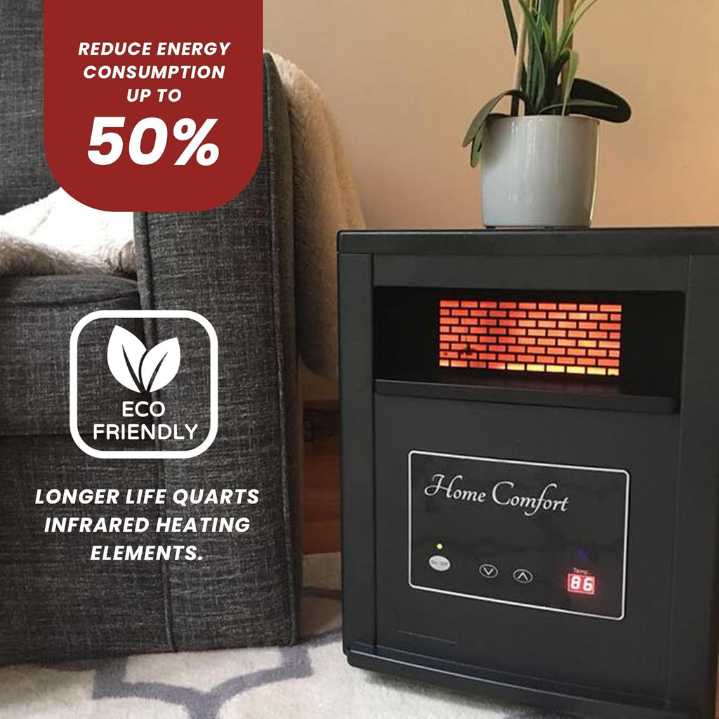 Black 1500W Infrared Heater with Thermostat and Remote Control Y35796