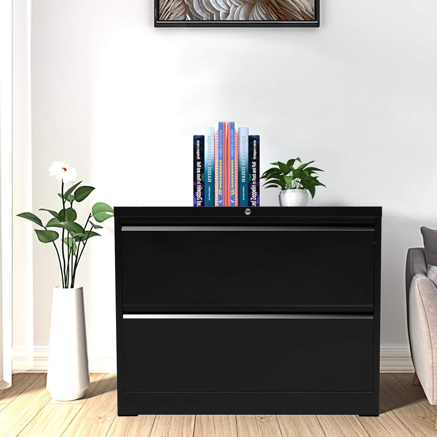 White Metal 3 Drawer File Cabinet with Lock G47883