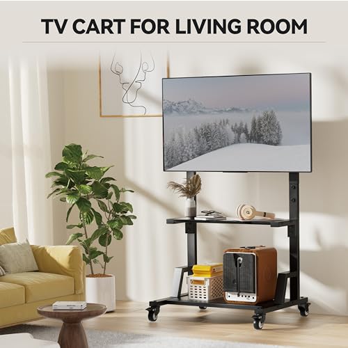 Rolling TV Cart Floor Stand with Mount and Wheels W691