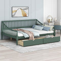 Green Full Size Daybed with Two Drawers Solid Wood Storage Bed Frame G2208