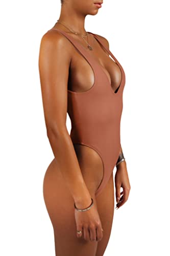 One Piece Swimsuit High Cut Low Back Retro U757