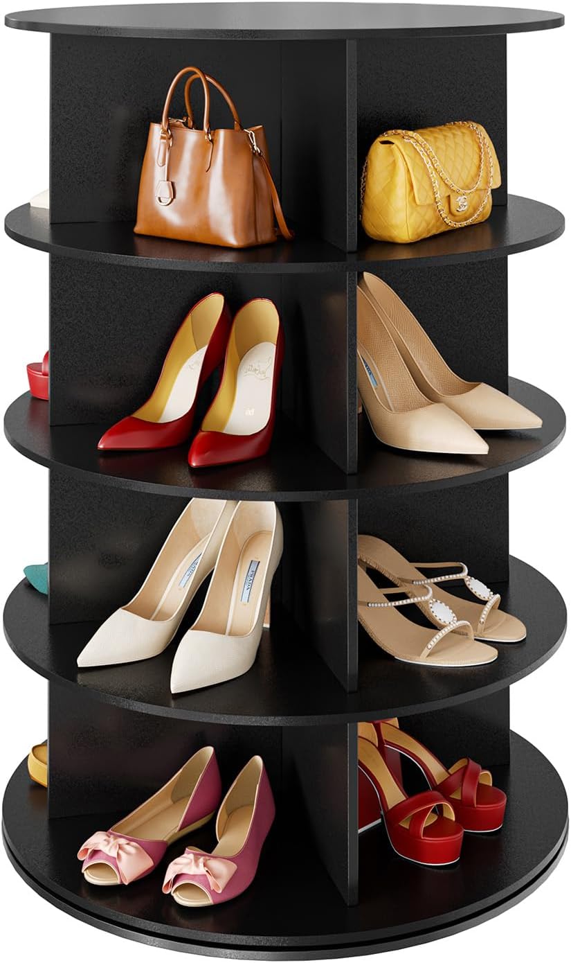 4 Tier Black Rotating Shoe Rack P209863