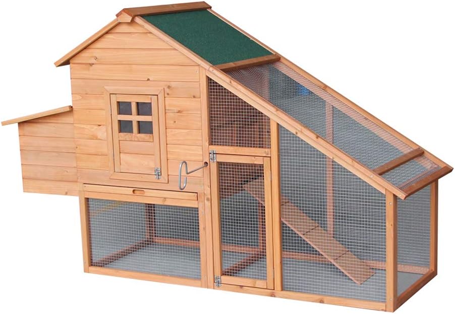 Waterproof Multi-Level Chicken Coop with Ramps, Nesting Box, Wire Fence (75‘’) G152