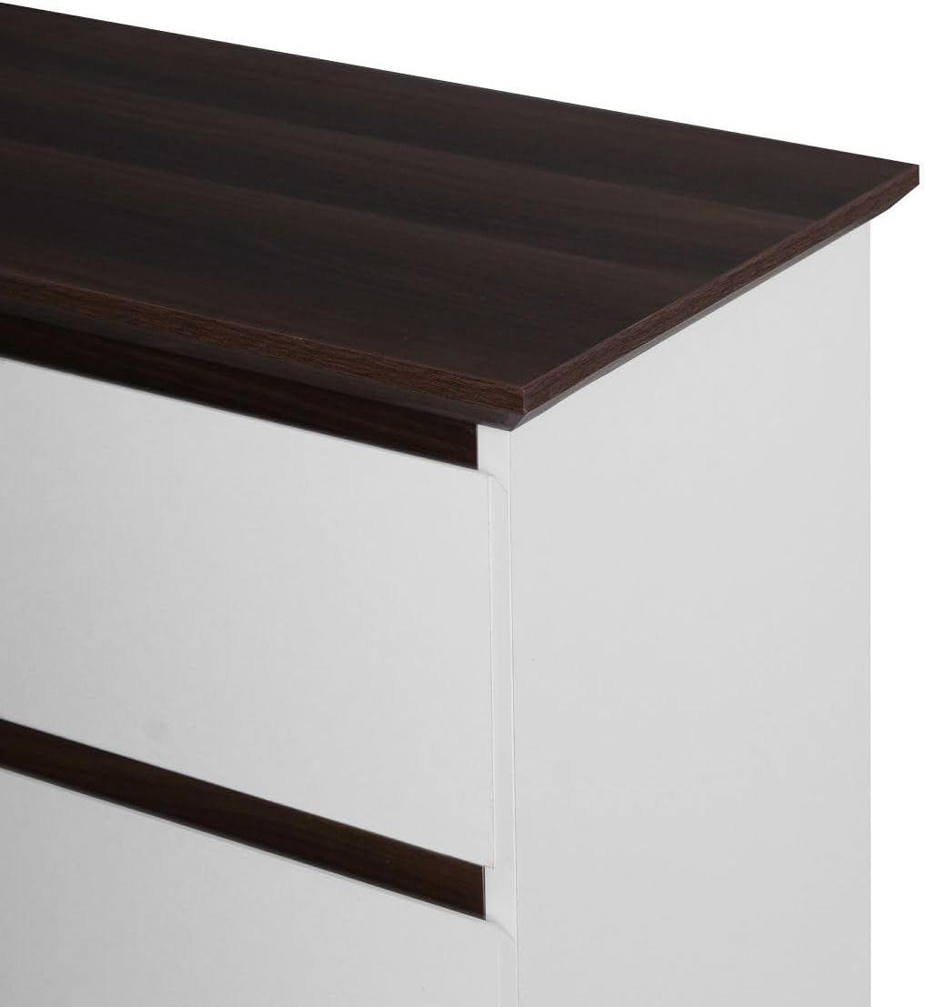 White 5 Drawer Dresser with Wood Color Top Z64427