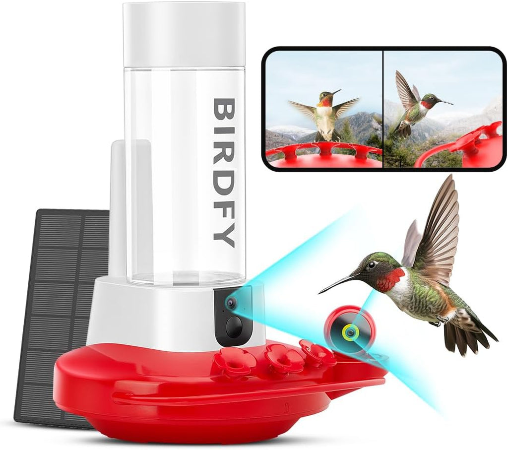 Hummingbird Feeder with Camera, 2K Dual Smart Cameras Solar Powered, 20 Ounces X124