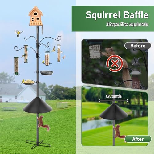 92 Inch Heavy Duty Bird Feeder Pole with Baffle A1180