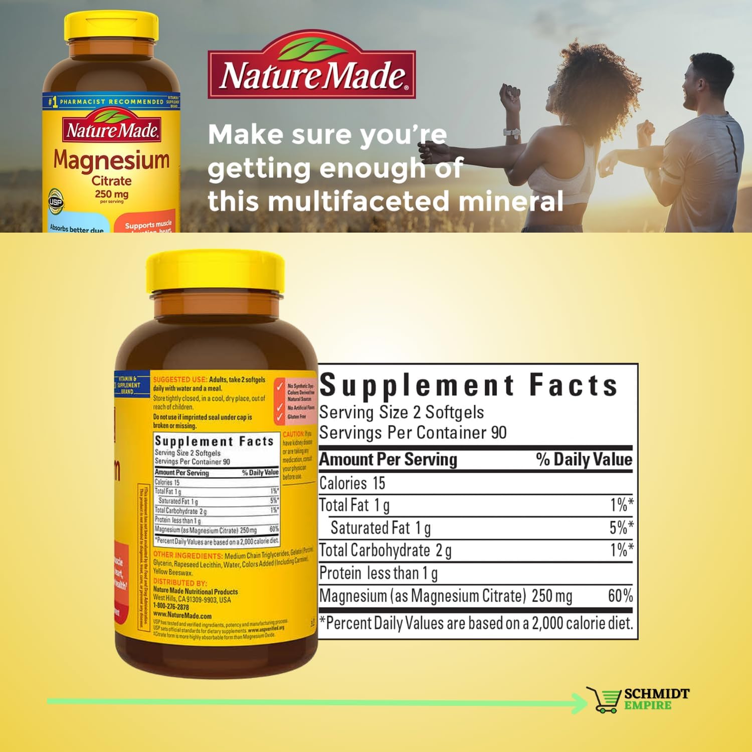 Magnesium Citrate 250 mg Supplement, 180 Count Softgels P3980