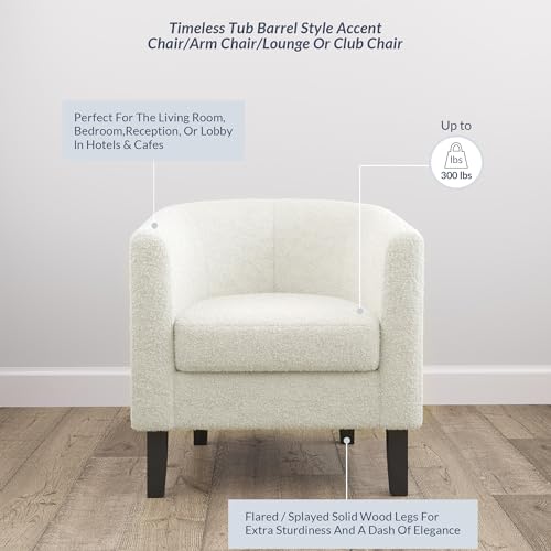 Linen Round Accent Barrel Chair with Flared Legs M258312