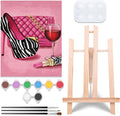 Pre Drawn Canvas Painting Kit with 1 Easel, 8 Acrylic Colors, 3 Brush, 1 Pallet (8x10) E460209