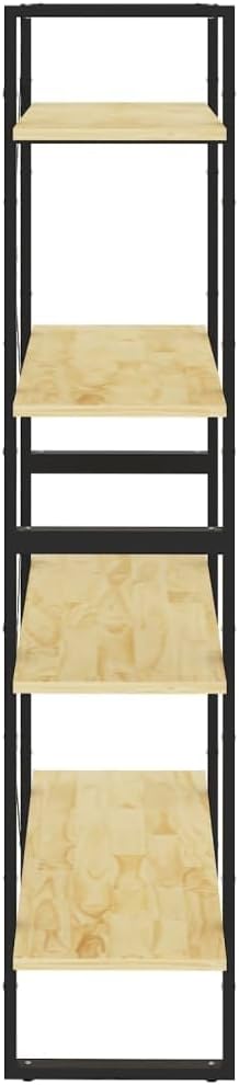 Solid Pine Wood Bookshelf with 4-Tiers, Untreated Brown Natural Finish O664
